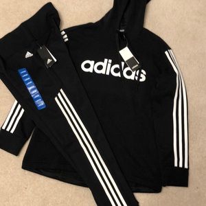Adidas ladies leggings and sweatshirt size L